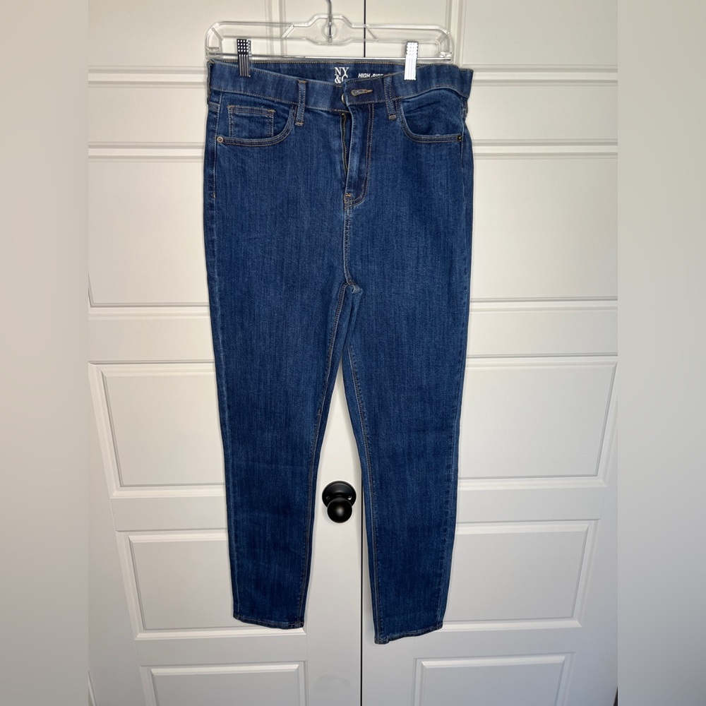 New York & Company Dark Blue High Rise Skinny Ankle Jeans